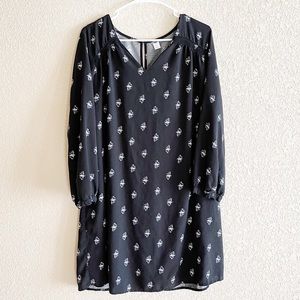 3/4 Sleeve Black Floral Dress